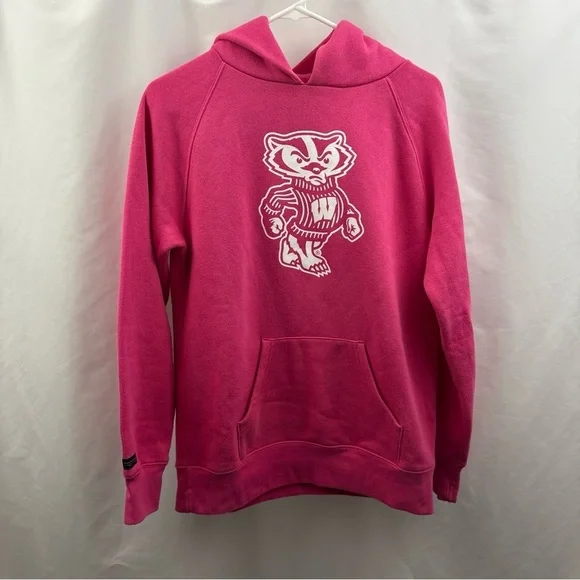 Jansport Wisconsin Badgers Pink Hoodie Womens Size Large Rare - Picture 2 of 8